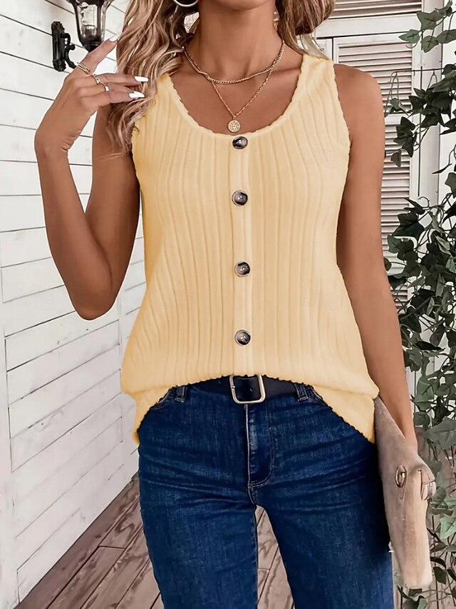 Women's Camp Collar Shirt Buttons Solid Color Stylish Basic