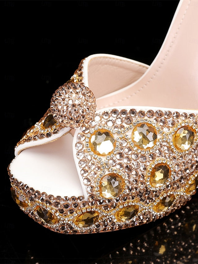 Glamorous Women's with Sandals Platform Crystal-Embellished