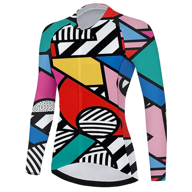 Women's Cycling Jersey Geometric Geometry Funny Long Sleeve