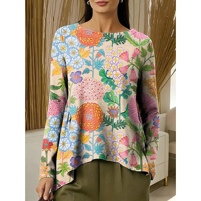 Women's Tunic T Shirt Floral Graphic Elegant Stylish Basic