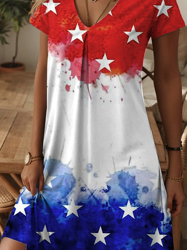 Women's Patriot Veteran Patriotic  Dress Mini Dress T Shirt