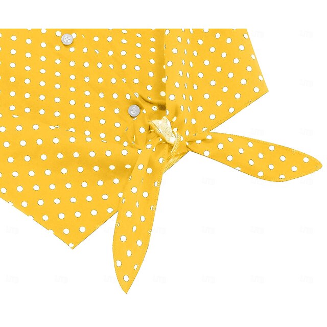 1950s Retro Vintage Crop Top Shirt Short Sleeves Polka Dot Fancy