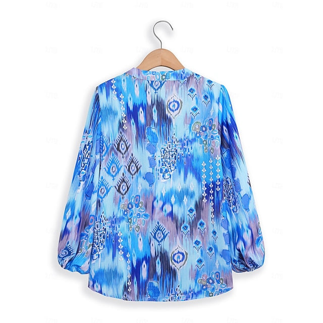 Women's Shirt Basic Buttons Print Long Sleeve Regular Tops