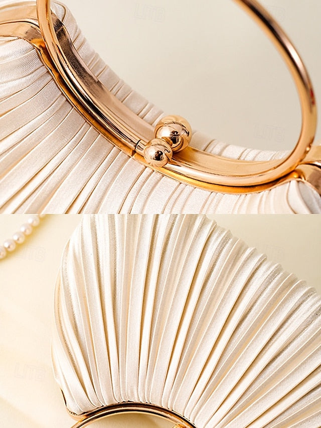 with Elegant Pleated Green Velvet Clutch - Handle Ring Gold