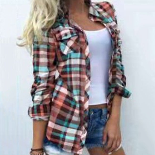 Women's Shirt Blouse Shacket Yellow Red Blue Plaid Color