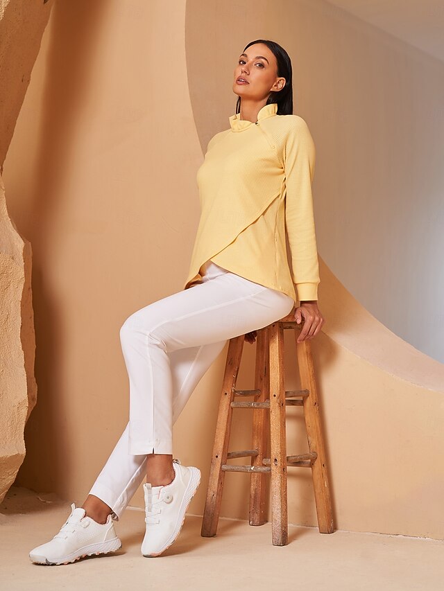 Women's Golf Pullover Sweatshirt Light Pink Yellow Dark