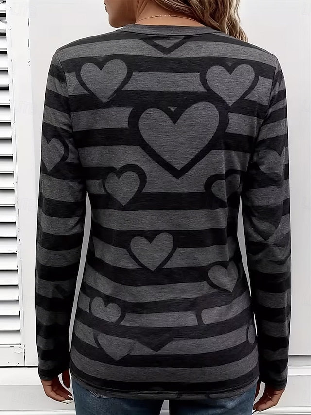 Women's T Shirt Print Heart Graphic Fashion Stylish Classic
