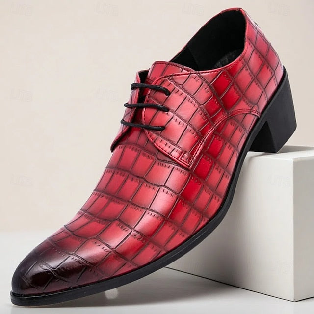Faux – Crocodile Red Leather Shoes Pattern Men's