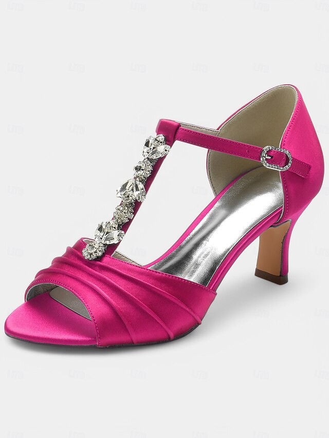 Detail Bridal Crystal Open-Toe Satin with – White Heels