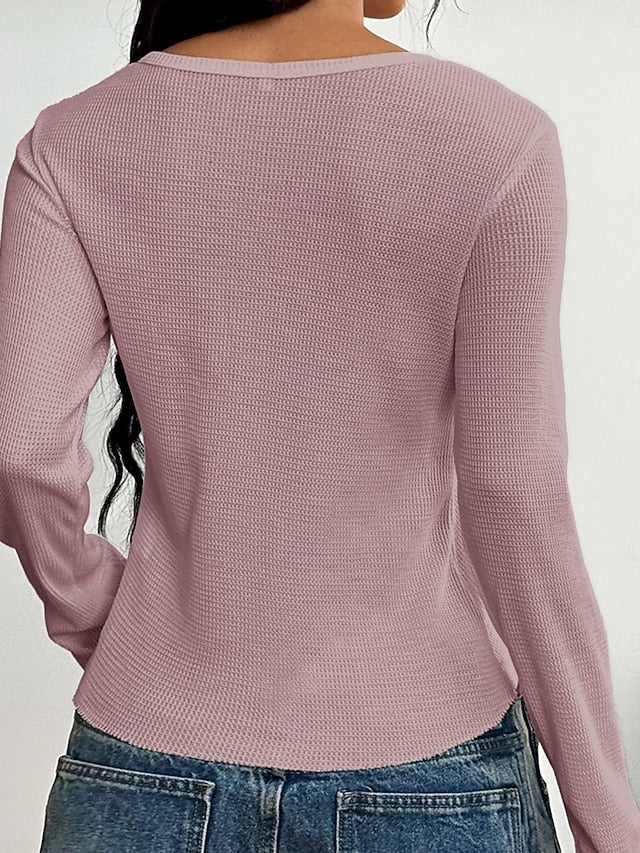 Women's T Shirt Waffle Knit Tops Y2K Slim fit top Tunic