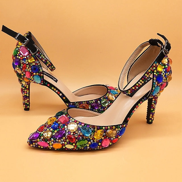 with Women's Wedding Heel Rhinestone High Multicolor Shoes