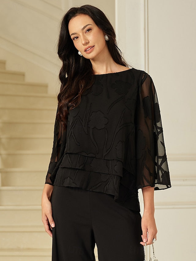 Women's Lace Shirt Blouse Dressy Tops Chiffon Tops