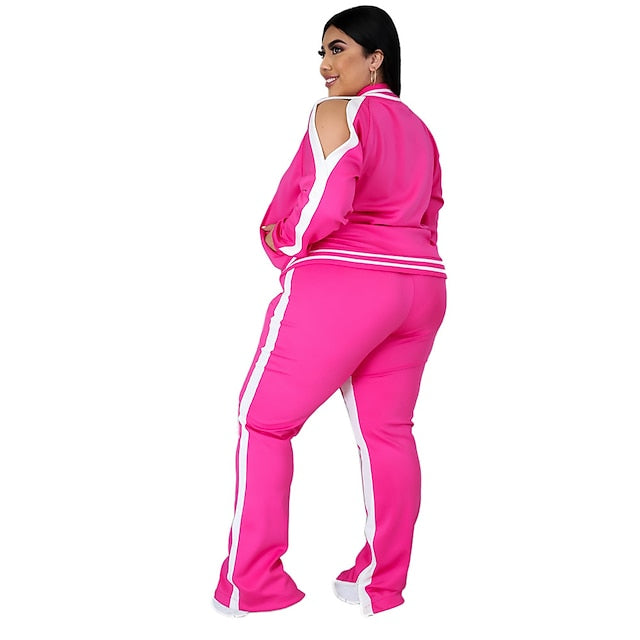 Women's Tracksuit Sweatsuit Drawstring 2 Piece Striped