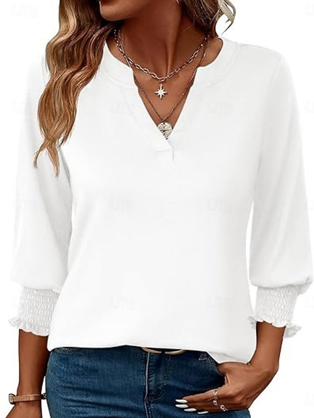 Women's Blouse Print Solid Color Stylish Casual 3/4 Length