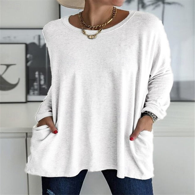 Women's Tunic T Shirt Solid Color Plain Stylish Classic