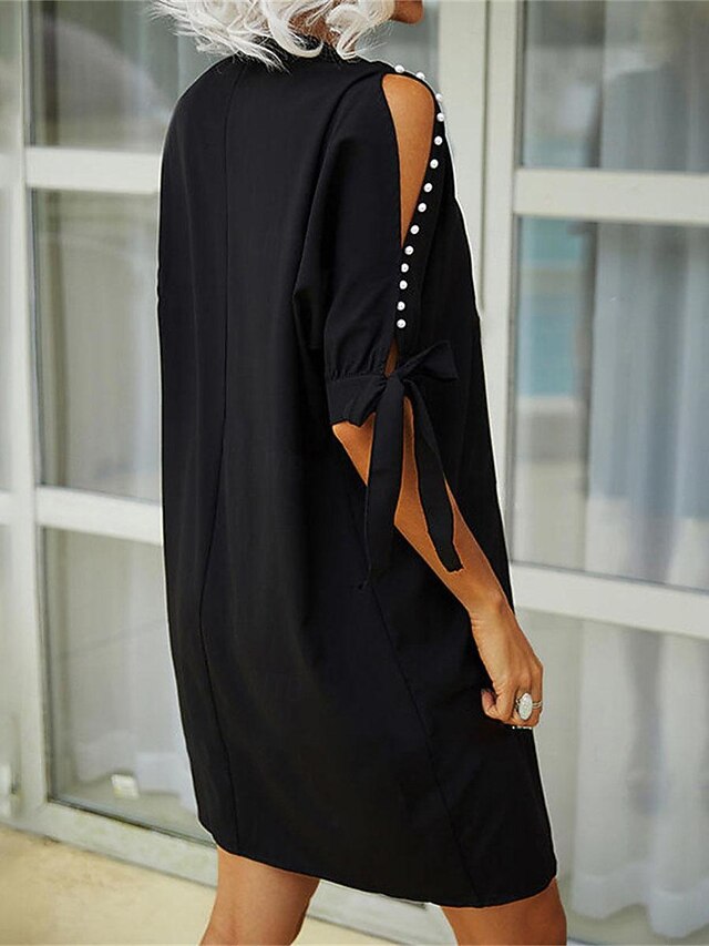 Women's Casual Dress Mini Dress Patchwork Cold Shoulder