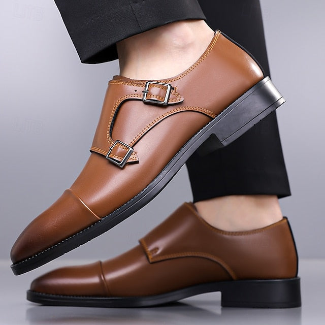Leather Monk Double Strap Elegant Men's  – Shoes
