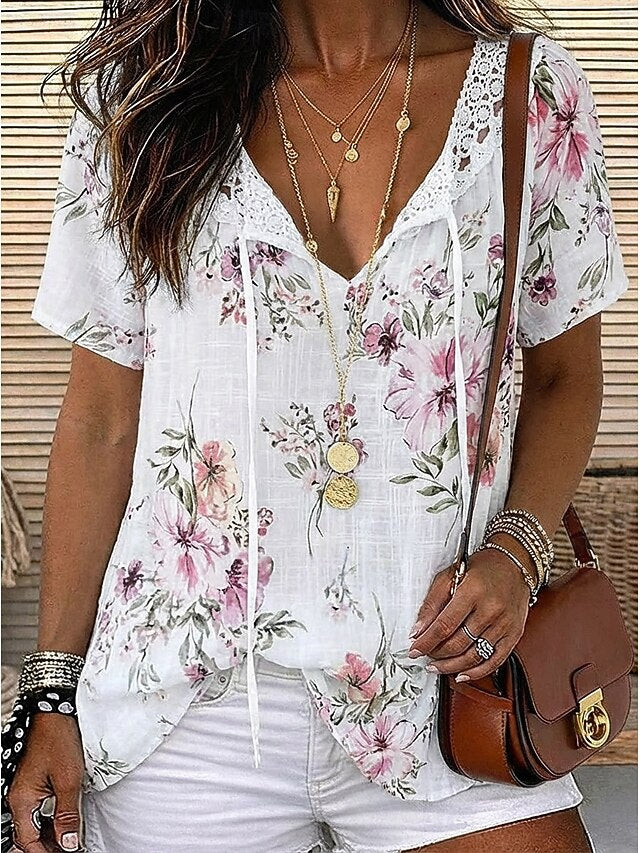 Women's Blouse Chiffon Tops Lace Tops Lace Floral Stylish