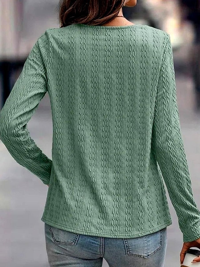 Women's Tunic Blouse Elegant Stylish Solid Color Buttons