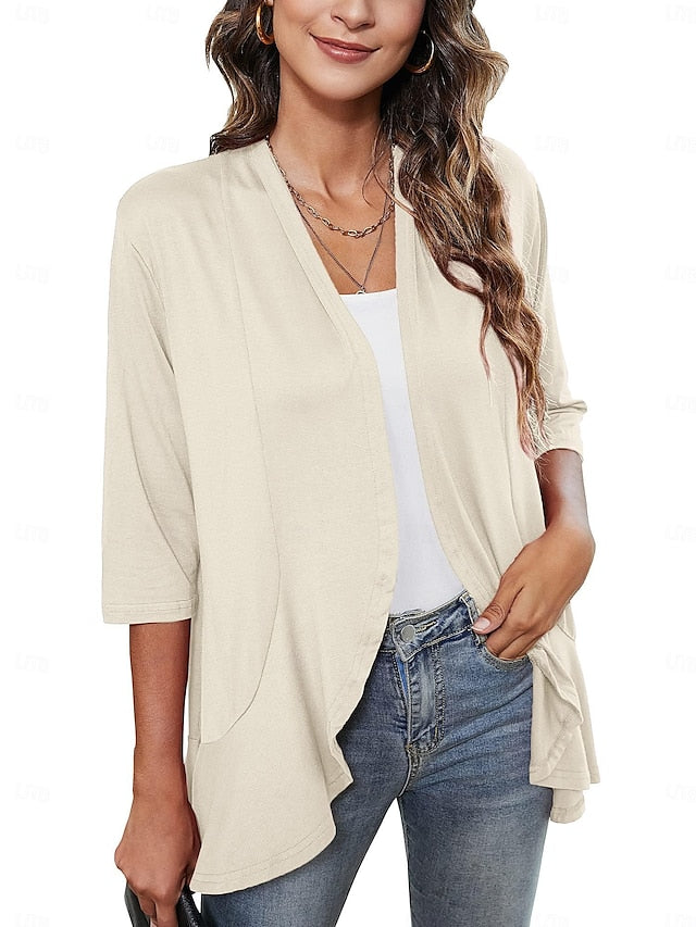 Women's Blouse Ruffle Cardigan Work Elegant Stylish Modern