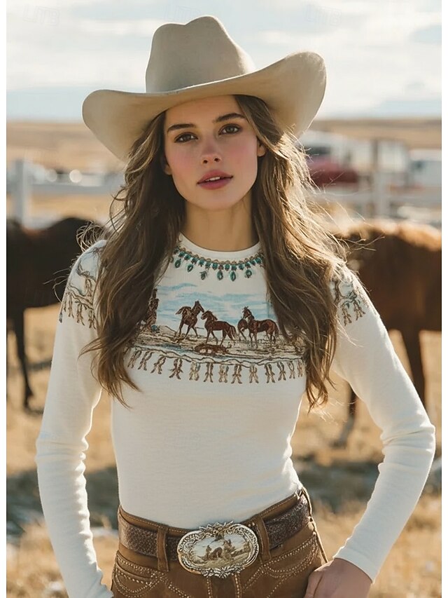 Women's T Shirt Print Graphic Bohemia Vintage Fashion Long