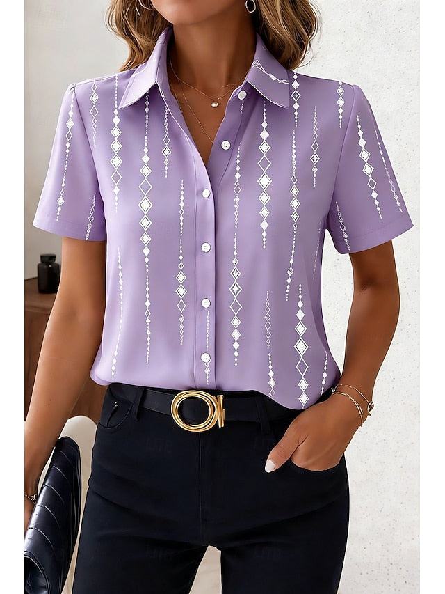 Women's Shirt Short Sleeve Graphic Geometric Vintage