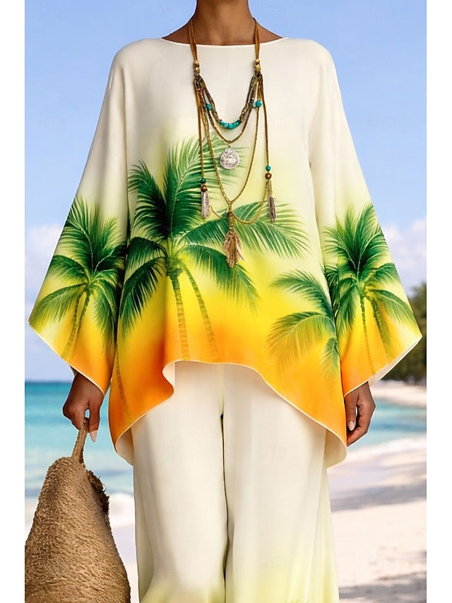 Women's Pants Sets Bolero 3/4 Length Sleeve Round Neck