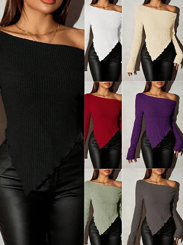 Women's Sweater Pullover Streetwear Sexy Casual Solid Color