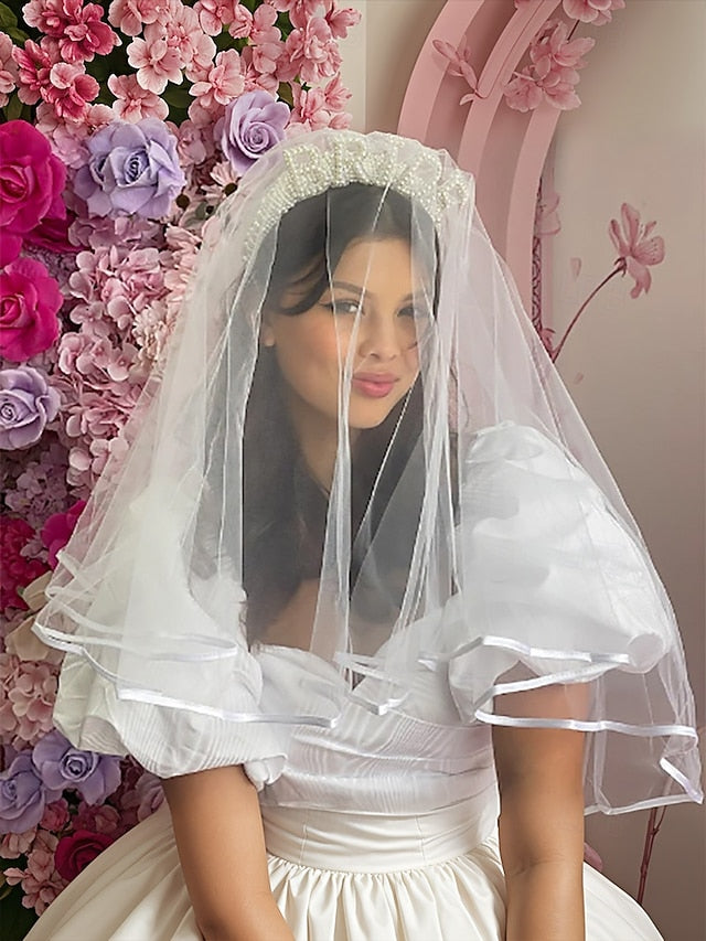Pearl-Embellished with – Headband Veil 'BRIDE'