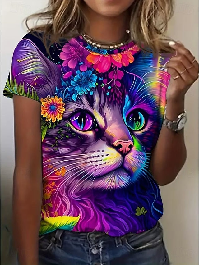Women's T Shirt Print Graphic Animal Leopard Vintage