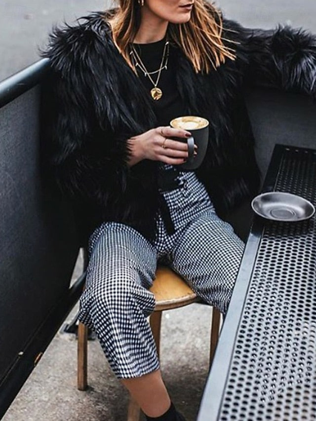 Women's Comfortable Coat Furs Faux Fur Leathers Warm