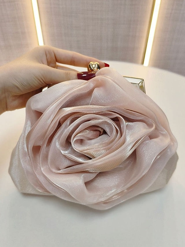 – Flower Satin Purse Elegant Women's Clutch Rose Evening