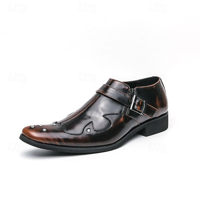 Leather Monk Shoes Men's – Strap Formal Black