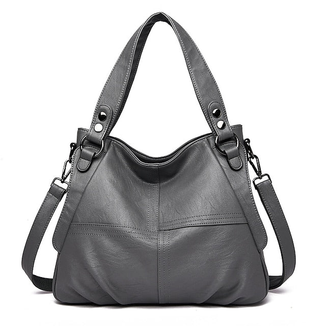 Sac bandoulière en similicuir bordeaux pour femme, grand format