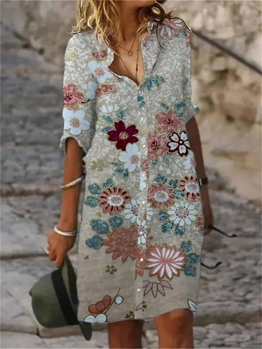 Women's Shirt Dress Casual Dress Shift Dress Midi Dress