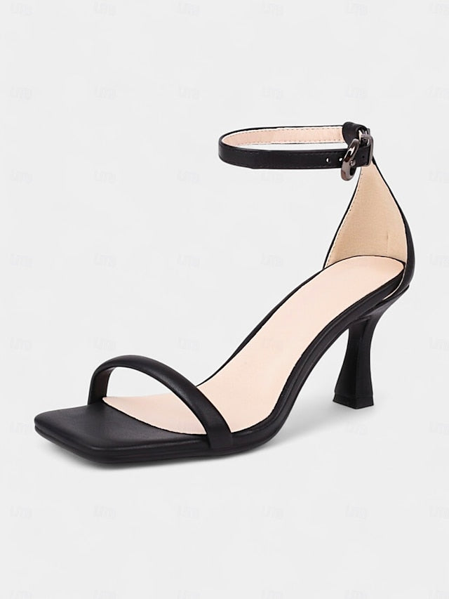 Minimalist Strap - Mid-Heel Green Women for Sandals Sleek Ankle