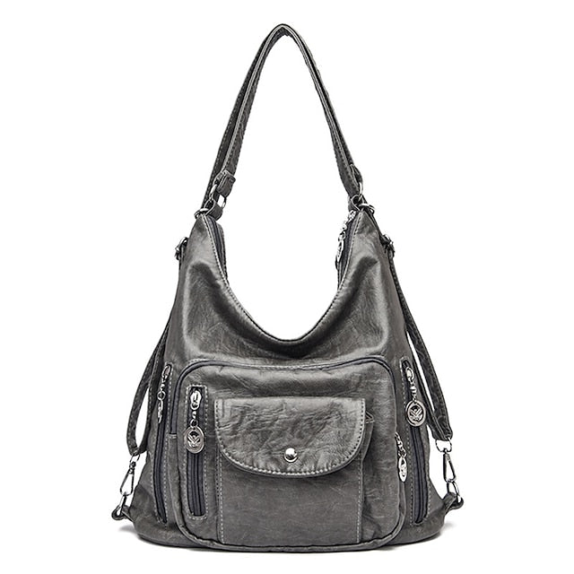 Tasche - Leder Damen Kunstleder Hobo Vintage-Stil Braun