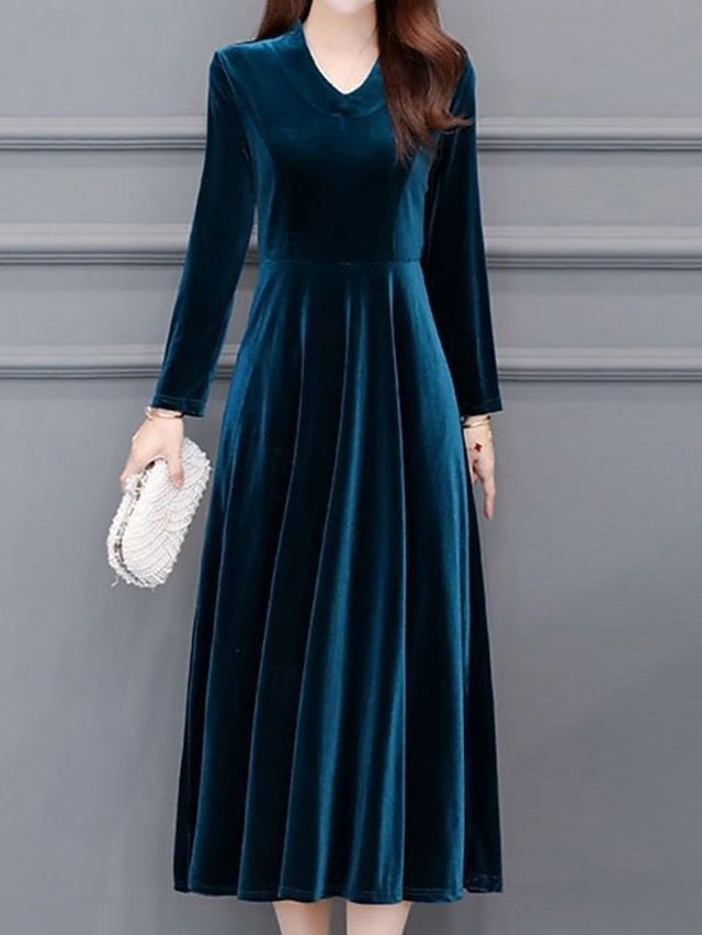 Women's Velvet Midi Dress A Line Dress Elegant Party