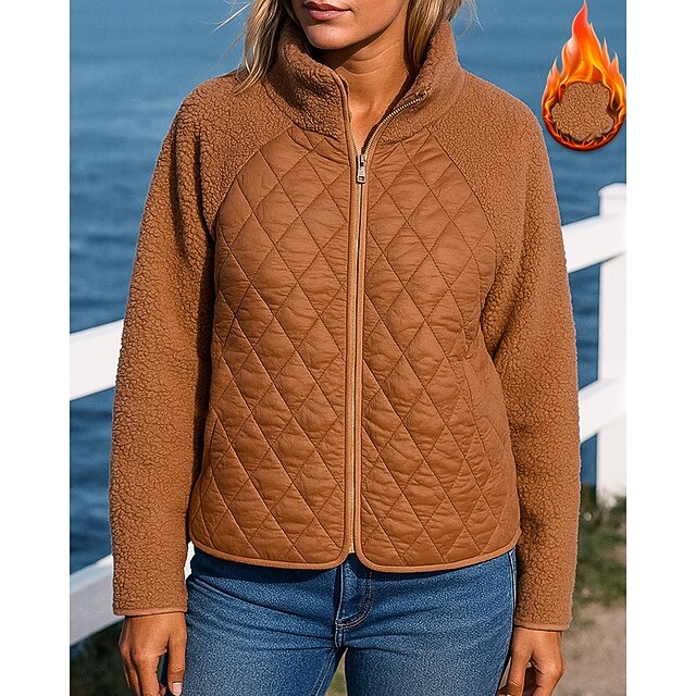 Women's Fleece Jacket Winter Coat Puffer Jacket Zip Up Long