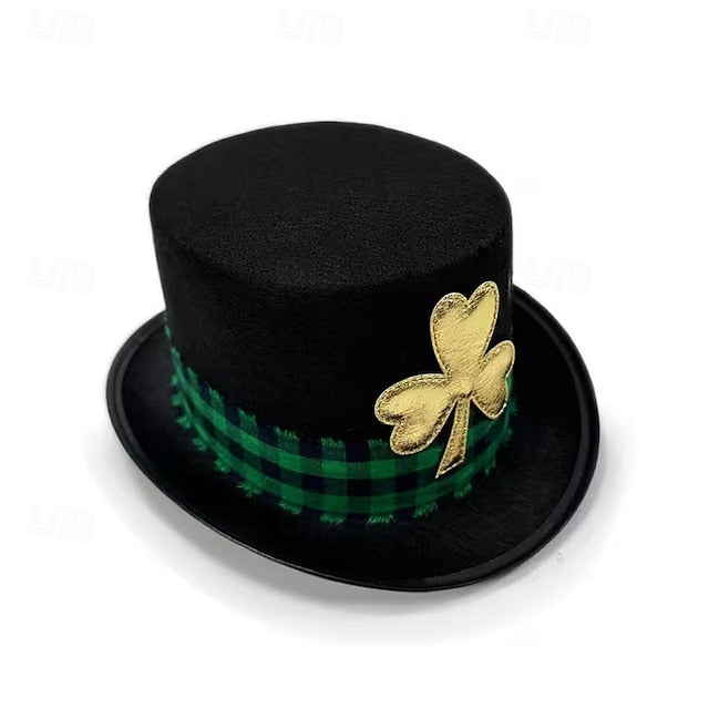 St. Patrick's Day Top Hat for Adults Men and Women, Black