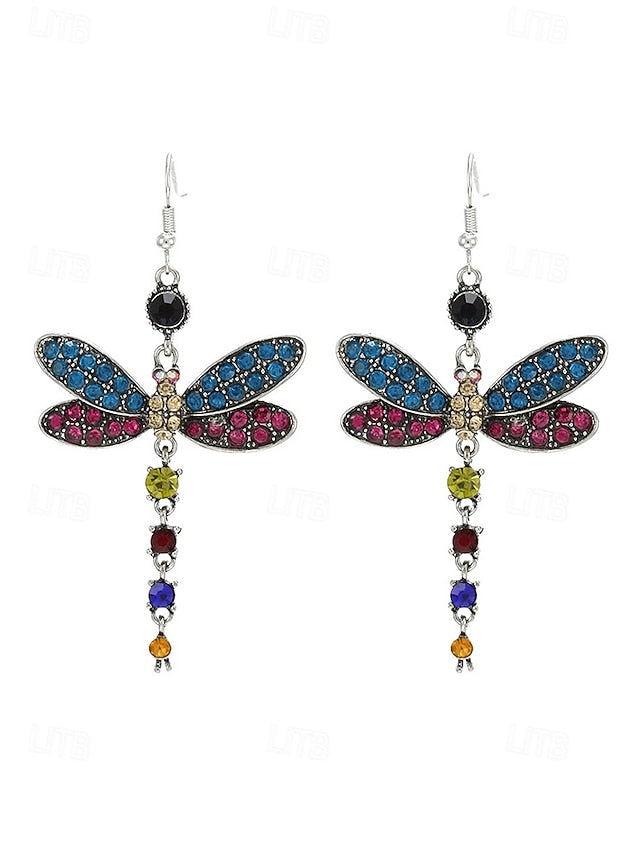 – Dragonfly Earrings Crystal Style Colorful Vintage