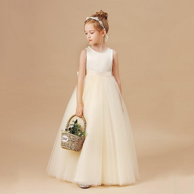 Girl Color Kids Flower Dress Solid Girls' Party
