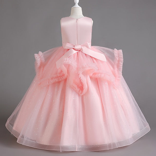 Sequin Dress Girls' Color Solid Party Kids Sleeveless