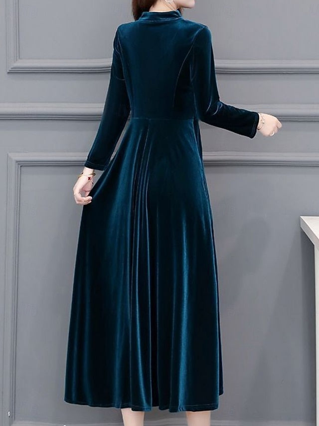 Women's Velvet Midi Dress A Line Dress Elegant Party