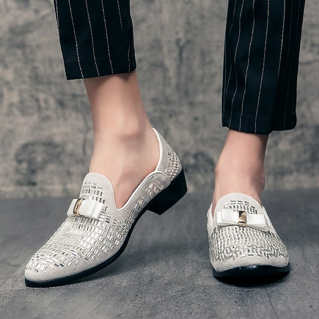 – Prom Monk Silver Elegant Strap Men's and Woven Loafers