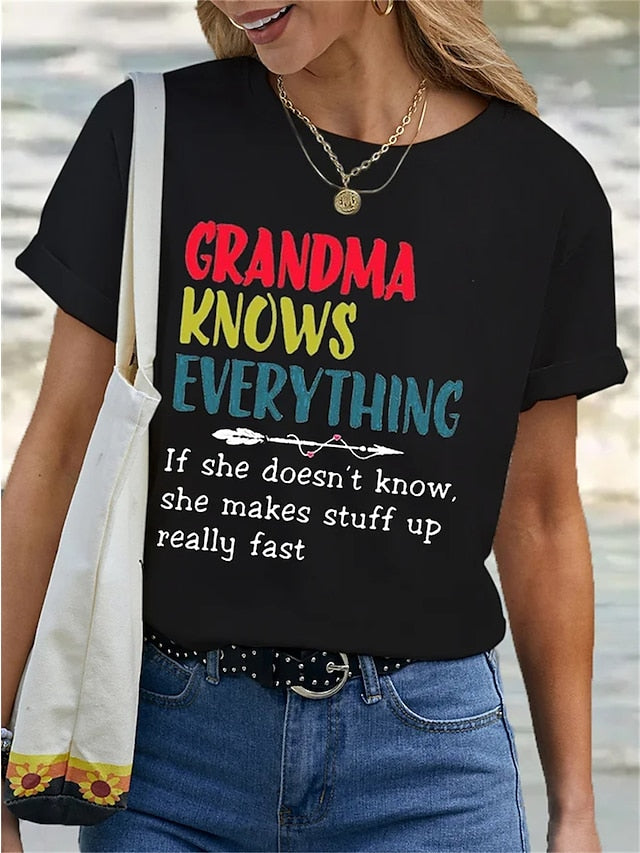 Women's T Shirt Basic Letter Print Short Sleeve Regular