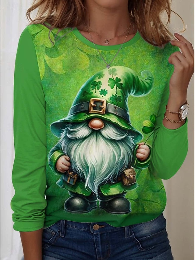 St. Patrick's Day Women's T shirt Crew Neck Long