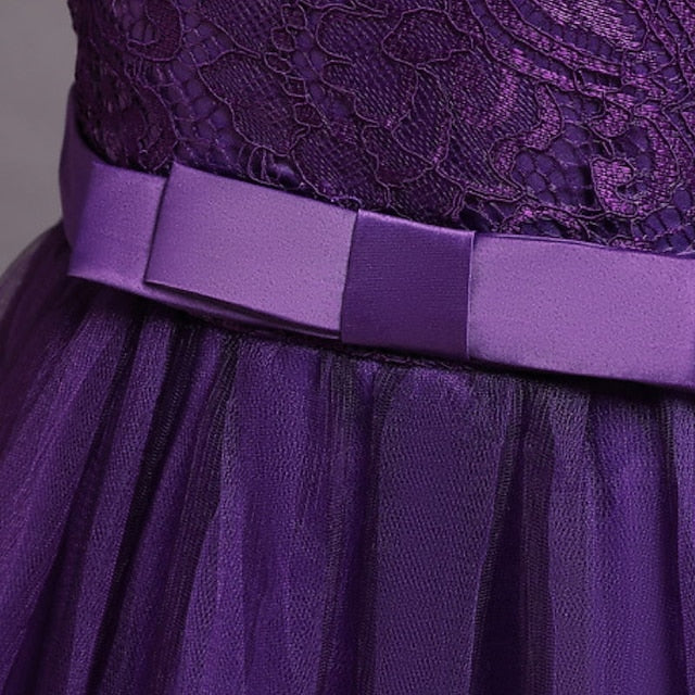 A Kids Girls' Party Line Little Dress Floral Plain