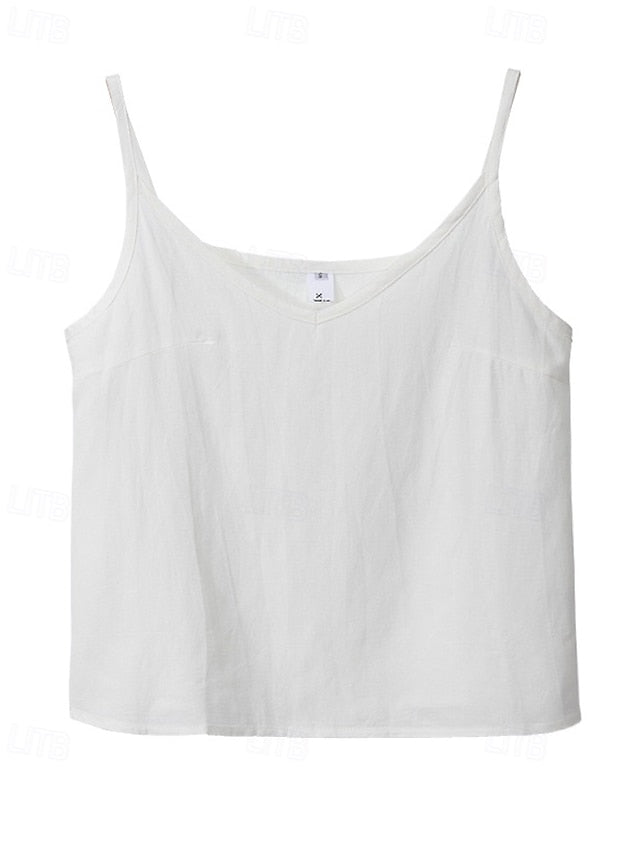 Women's Cotton Linen Shirts Cotton Linen Vest Blouse