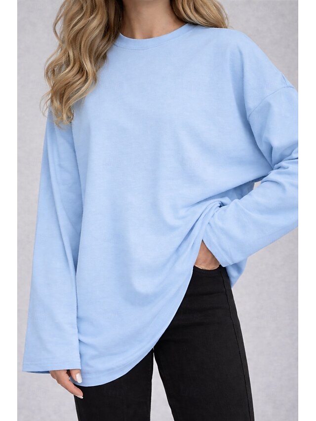 Women's Tee 100% Cotton Solid Color Stylish Classic Casual
